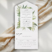 Enchanted Forest Woodland Ferns Elegante bruiloft All In One Uitnodiging