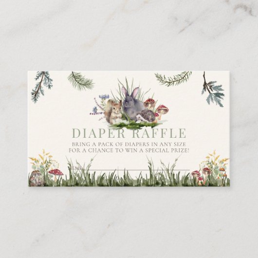 Enchanted Forest Woodland Luier Raffle Ticket Informatiekaartje (Voorkant)