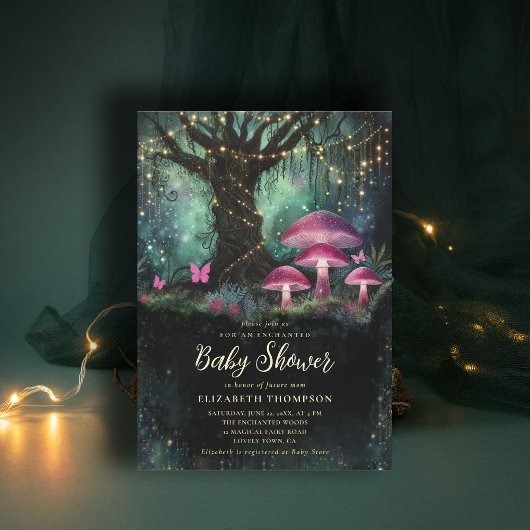 Enchanted Forest Woodland Magical Tree Baby Shower Kaart