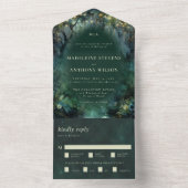 Enchanted Forest Woodland sprookjesachtige groene  All In One Uitnodiging (Binnen)
