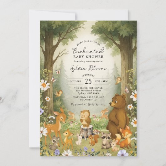 Enchanted Forest Woodland Storybook Baby Shower Kaart (Voorkant)