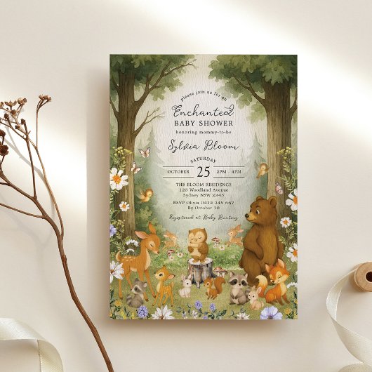 Enchanted Forest Woodland Storybook Baby Shower Kaart