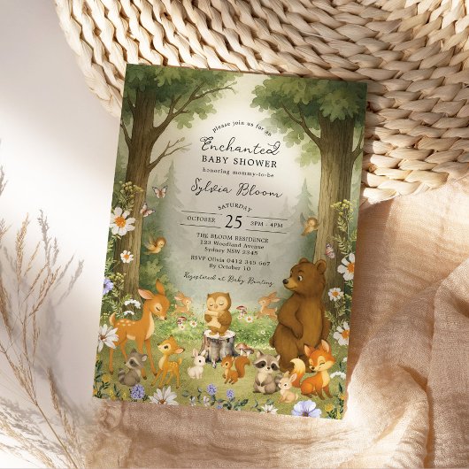 Enchanted Forest Woodland Storybook Baby Shower Kaart