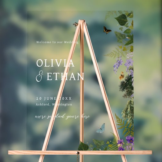 Enchanted Forest  Woodland Wedding Welkom Acryl Bord (Neutraal)