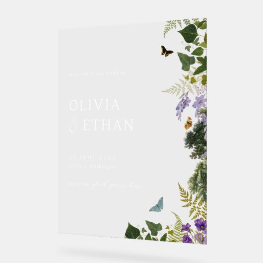 Enchanted Forest  Woodland Wedding Welkom Acryl Bord (Hoek)