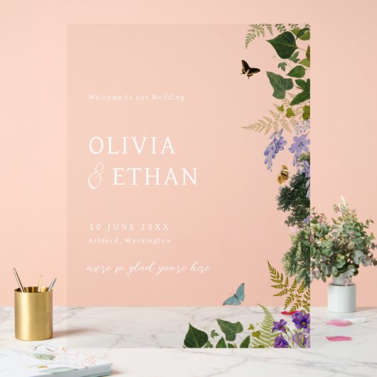 Enchanted Forest  Woodland Wedding Welkom Acryl Bord (Huwelijk)