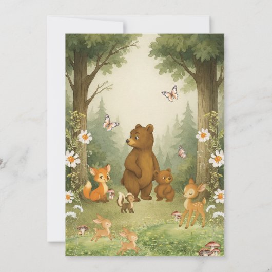 Enchanted Forest Woodland Wild One 1st Birthday Kaart (Achterkant)