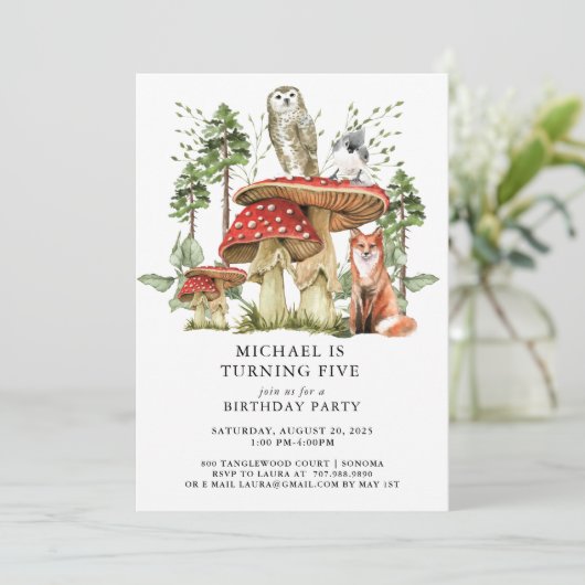 Enchanted Forest Woodlands Jongen 5e Verjaardag Kaart (Staand voorkant)