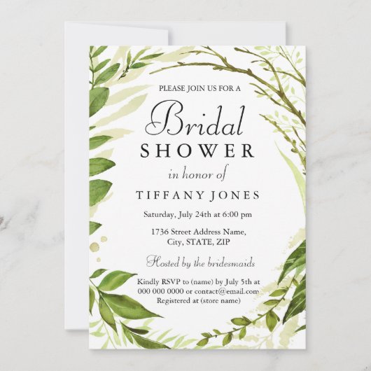 Enchanted Forrest Leaf Wreath Vrijgezellenfeest In Kaart (Voorkant)