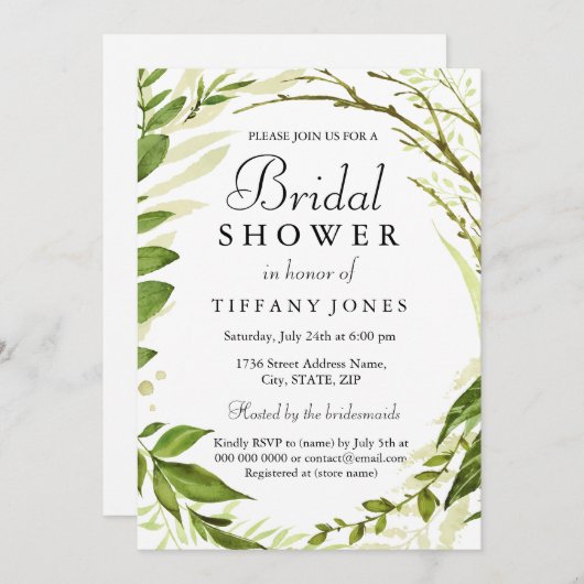 Enchanted Forrest Leaf Wreath Vrijgezellenfeest In Kaart (Voorkant / Achterkant)