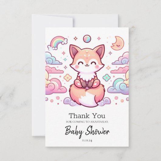 Enchanted Fox Baby shower Bedankkaart (Voorkant)