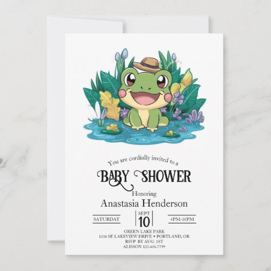 Enchanted Frog Baby shower Kaart (Voorkant)