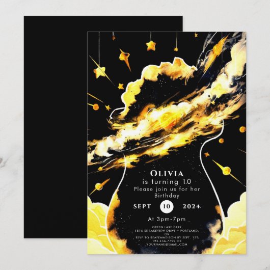 Enchanted Fun Space Verjaardag Kaart (Voorkant / Achterkant)