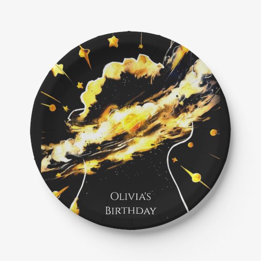 Enchanted Fun Space Verjaardag Papieren Bordje (Voorkant)