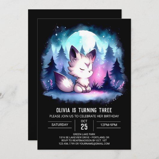 Enchanted Fun Wolf Verjaardag Kaart (Voorkant / Achterkant)