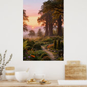 Enchanted Garden at Dawn Majestic Trees Poster (Keuken)