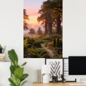 Enchanted Garden at Dawn Majestic Trees Poster (Thuiskantoor)