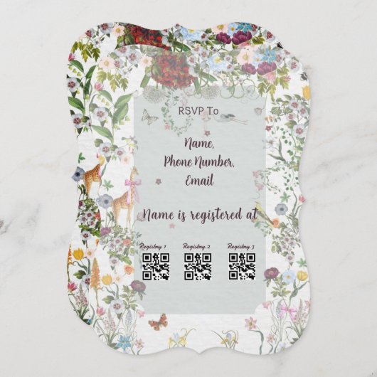 Enchanted Garden Baby shower Uitnodiging (Voorkant / Achterkant)