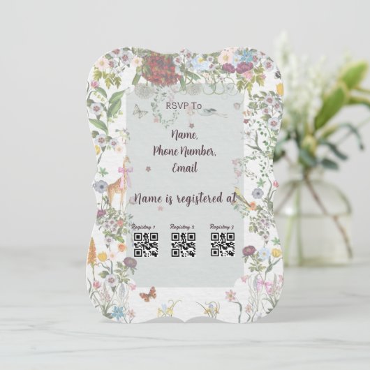 Enchanted Garden Baby shower Uitnodiging (Staand voorkant)