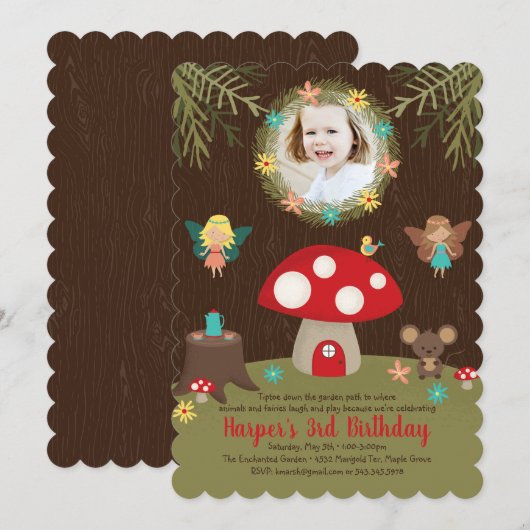 Enchanted Garden Birthday Uitnodiging (Voorkant / Achterkant)