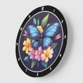 Enchanted Garden" - Blauwe Vlinder & Bloemen Grote Klok (Hoek)