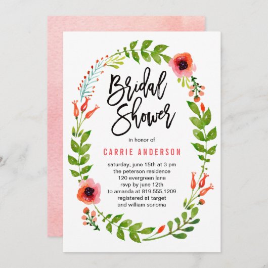 Enchanted Garden Bridal Shower Invitation Kaart (Voorkant / Achterkant)
