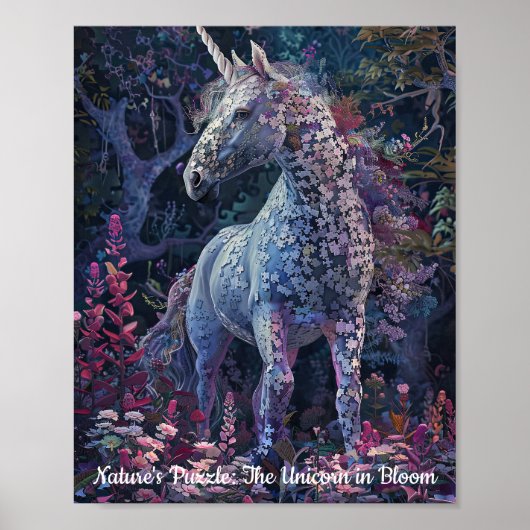 Enchanted Garden Eenhoorn Puzzel Poster (Voorkant)