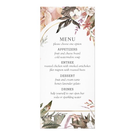 Enchanted Garden Elegant Boho Floral Menu (Voorkant)