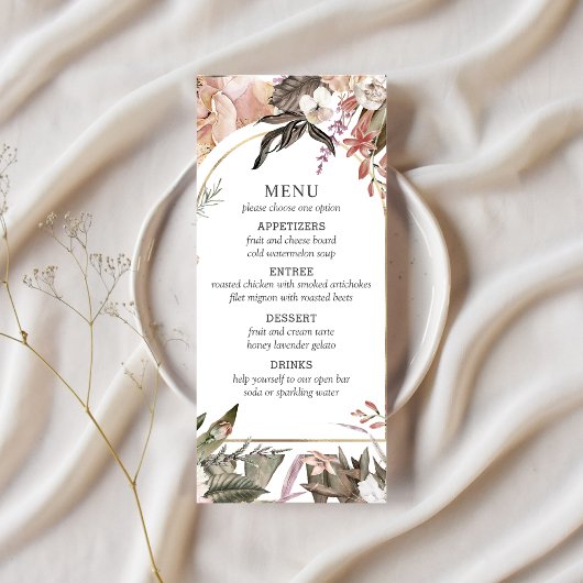 Enchanted Garden Elegant Boho Floral Menu