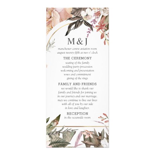 Enchanted Garden Elegant Boho Floral Programme Reclamekaart (Voorkant)