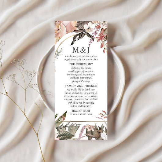 Enchanted Garden Elegant Boho Floral Programme Reclamekaart