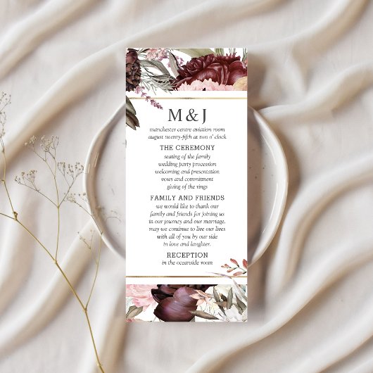 Enchanted Garden Elegant Boho Floral Programme Reclamekaart
