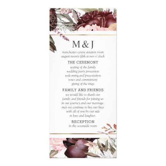 Enchanted Garden Elegant Boho Floral Programme Reclamekaart (Voorkant)
