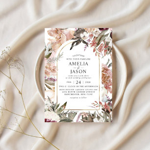 Enchanted Garden Elegant Floral Boho Invitation Kaart