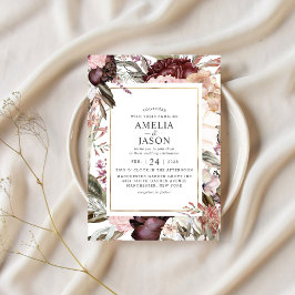 Enchanted Garden Elegant Floral Boho Invitation Kaart