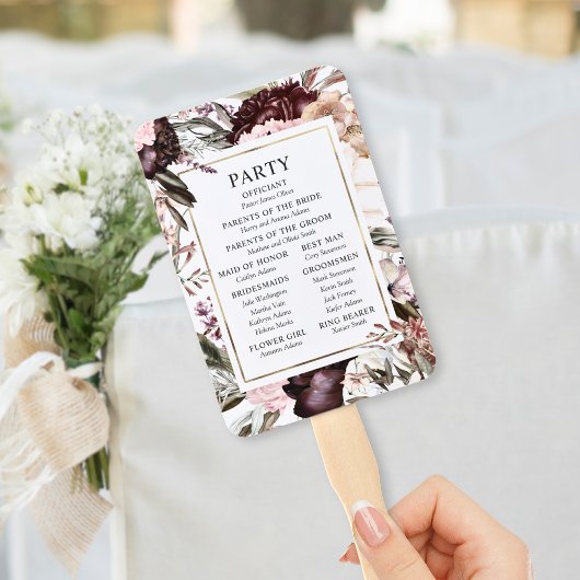 Enchanted Garden Elegant Floral Boho Programme Han Handwaaier