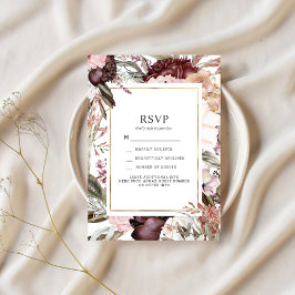 Enchanted Garden Elegant Floral Boho RSVP Invitati Kaart