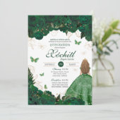 Enchanted Garden Emerald Green Quinceanera Kaart (Staand voorkant)