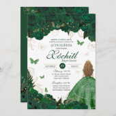 Enchanted Garden Emerald Green Quinceanera Kaart (Voorkant / Achterkant)