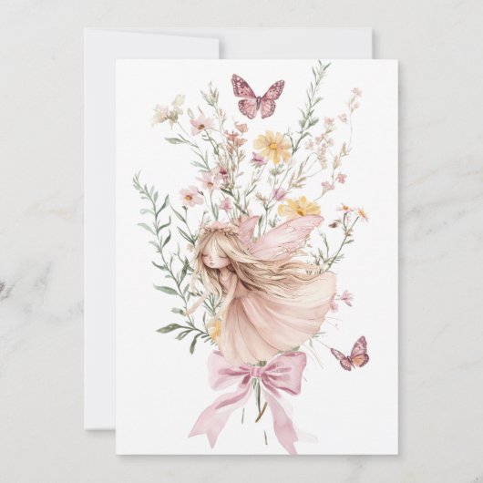 Enchanted Garden en Bow Fairy Baby shower Kaart (Achterkant)