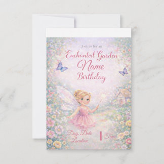 Enchanted Garden Fairy Birthday Invitations Kaart
