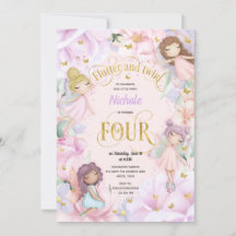 Enchanted garden fairy, meisje 4-jarig uitnodiging