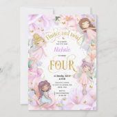 Enchanted garden fairy, meisje 4-jarig uitnodiging (Voorkant)