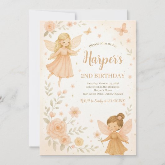 Enchanted Garden Fairy Verjaardag Kaart (Voorkant)