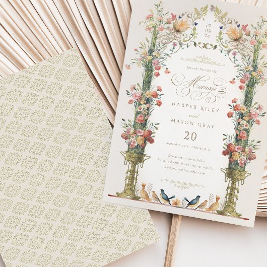 Enchanted Garden Floral Save the Date Wedding Kaart