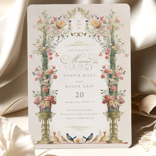 Enchanted Garden Floral Save the Date Wedding Kaart