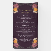 Enchanted Garden Floral Wedding Drinken Bar Menu Spandoek (Verticaal)