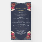 Enchanted Garden Floral Wedding Drinken Bar Menu Spandoek (Verticaal)