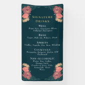 Enchanted Garden Floral Wedding Drinken Bar Menu Spandoek (Verticaal)