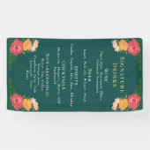 Enchanted Garden Floral Wedding Drinken Bar Menu Spandoek (Horizontaal)